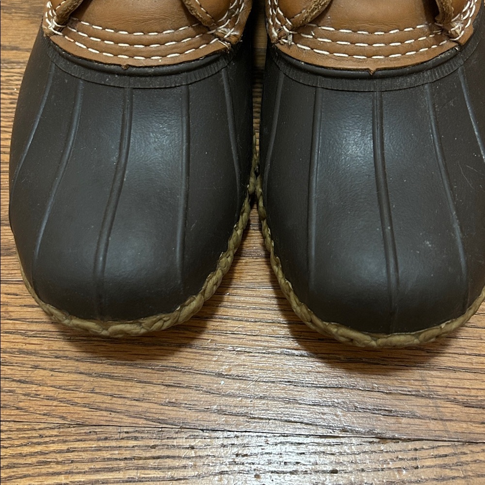 LL Bean Duck Bean Boots Womens Sz 8M Brown Leather Rubber Waterproof Rain USA - Picture 4 of 12